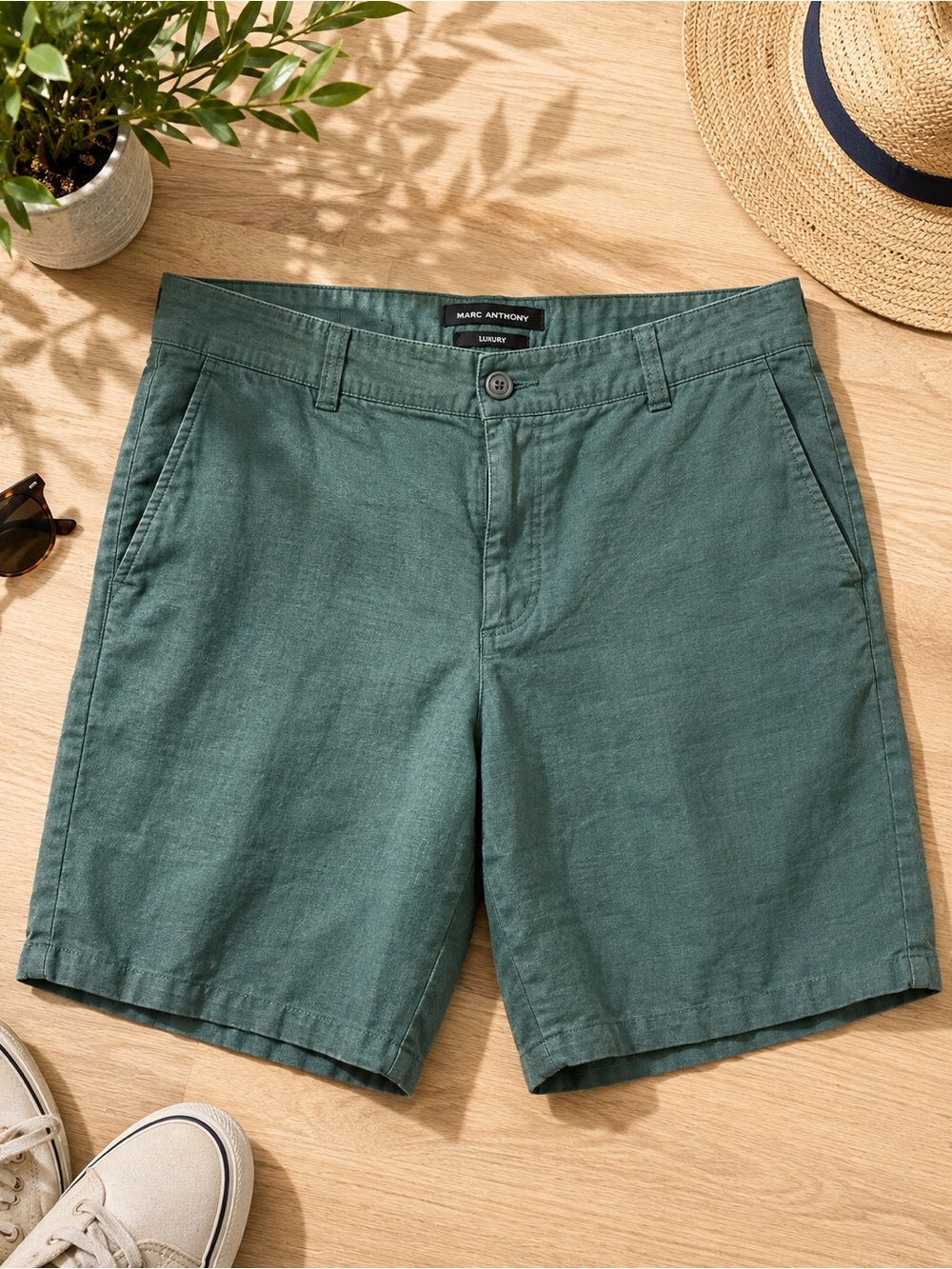 Marc Anthony Luxury Linen Blend Shorts Sage Green Men’s L 9”